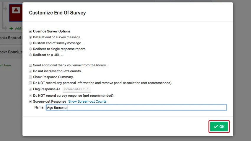 Drucktaste "OK" zum Sichern