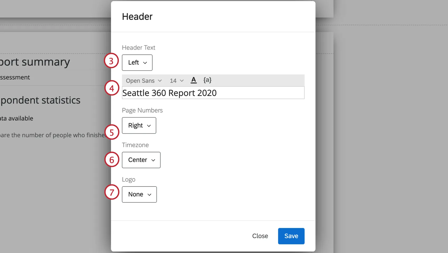 header window with various editing options