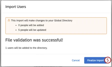 finalize import button