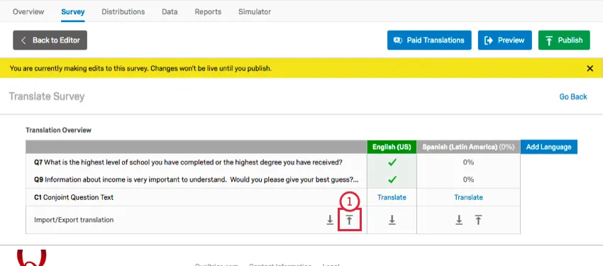 clicking the import button in the translations window
