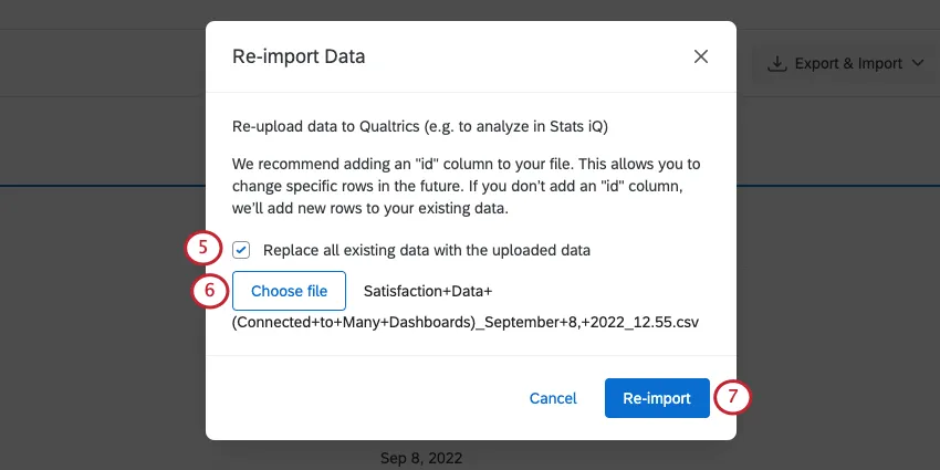 A new window opens over the Data & Analysis page