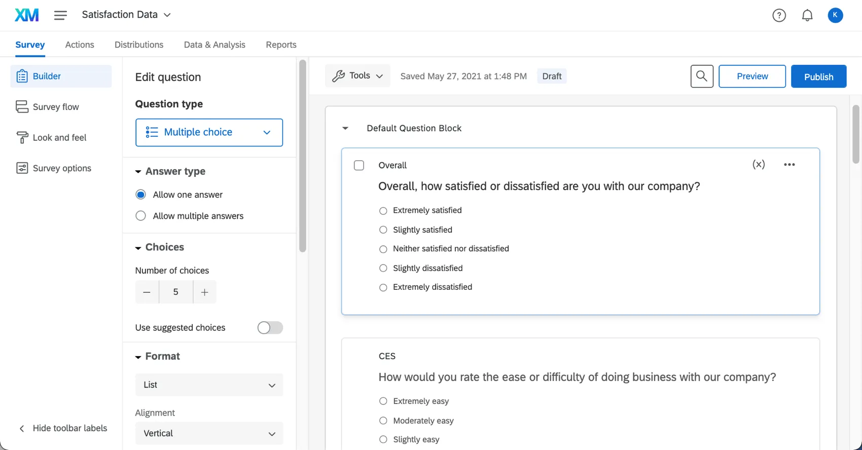 A picture of the survey builder