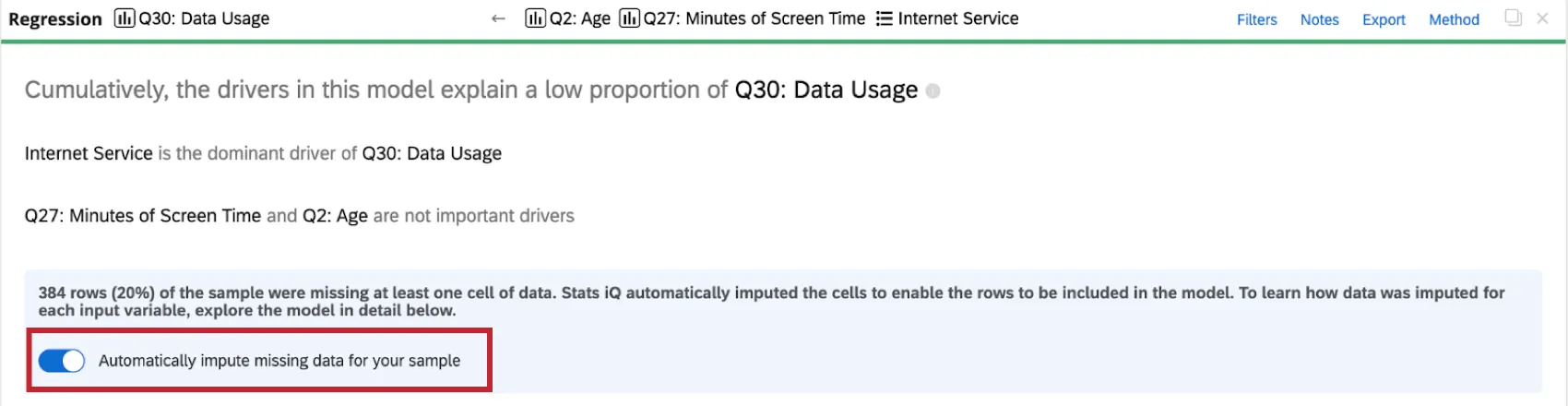 ボタンで自動インピュテーションをオフ／オン