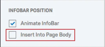 Insert Into Page Body option is indicated but not selected