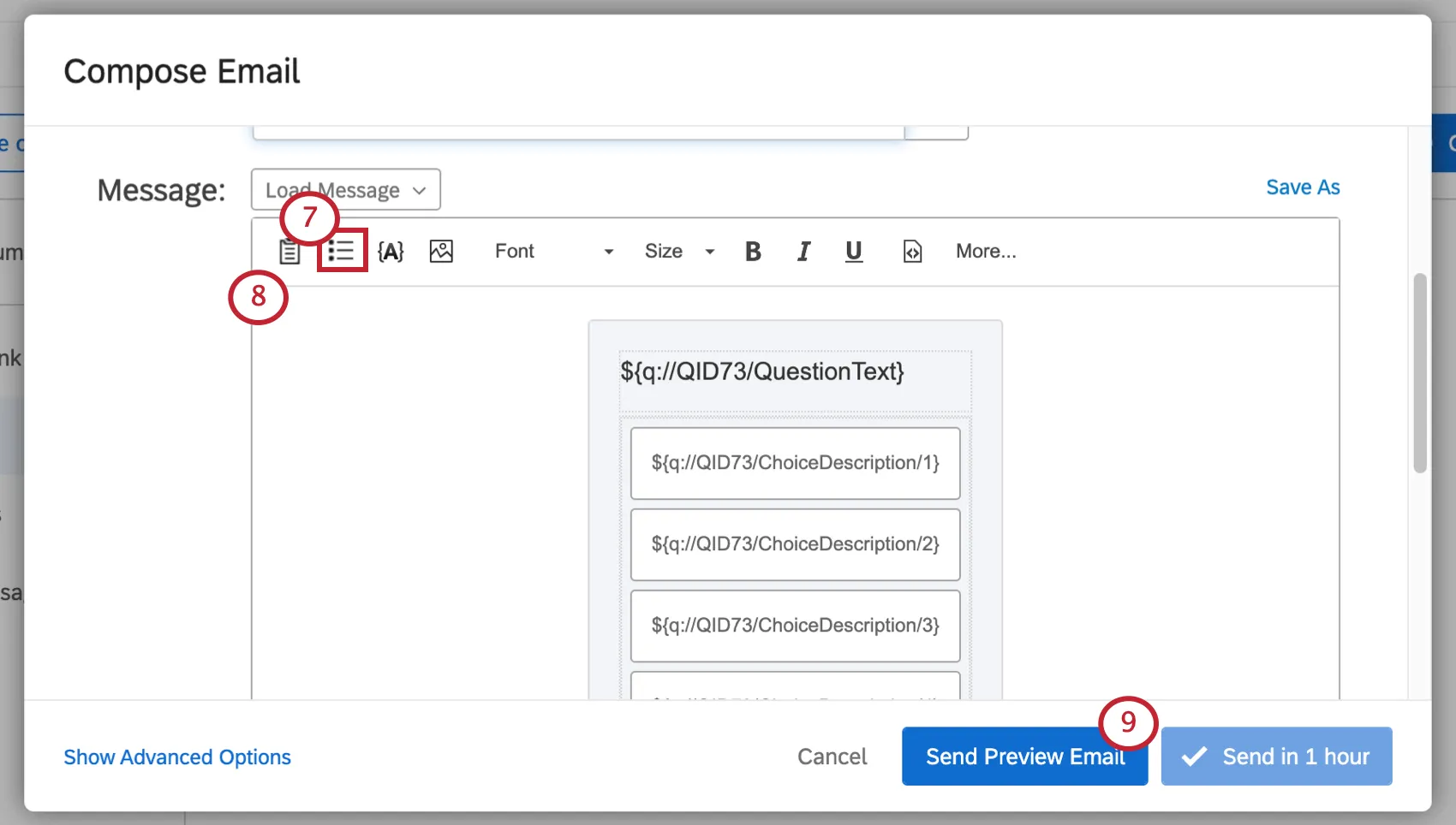 Inline email button second in rich text editor. Look like a tiny bulleted list