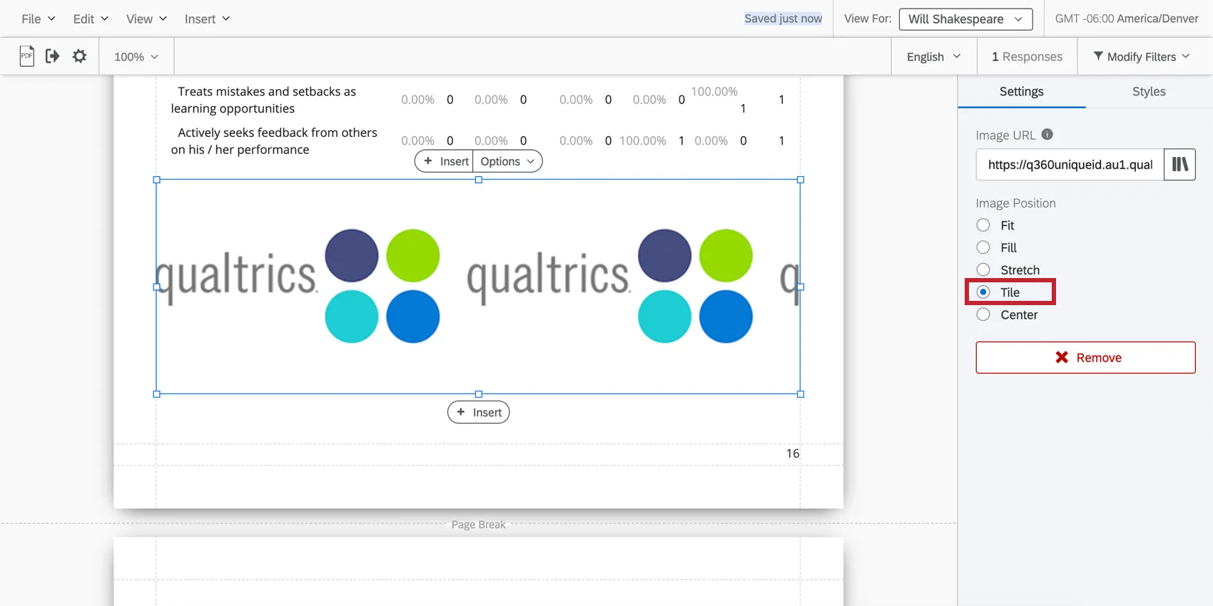 Das Bild wird innerhalb der Ränder wiederholt.