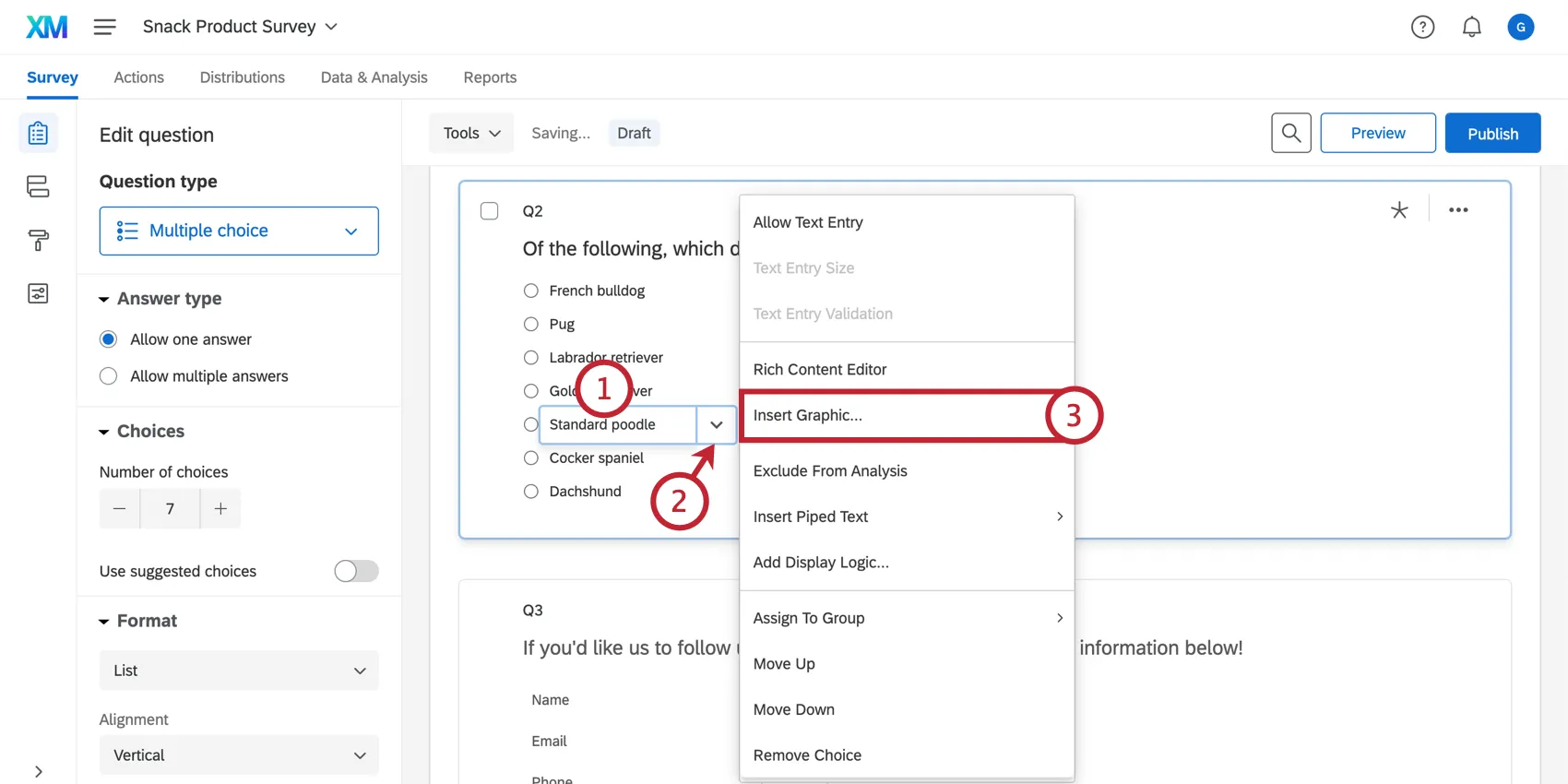 Inserting a graphic into an answer choice