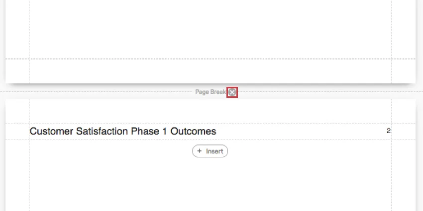 page break indicated between pages of the report