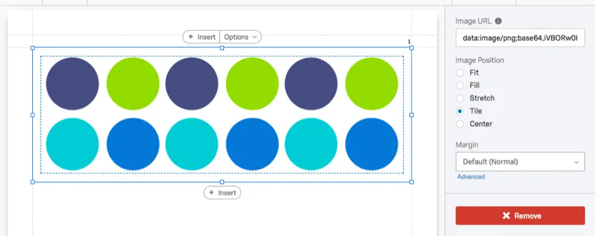 Das Bild wird innerhalb der Ränder wiederholt.