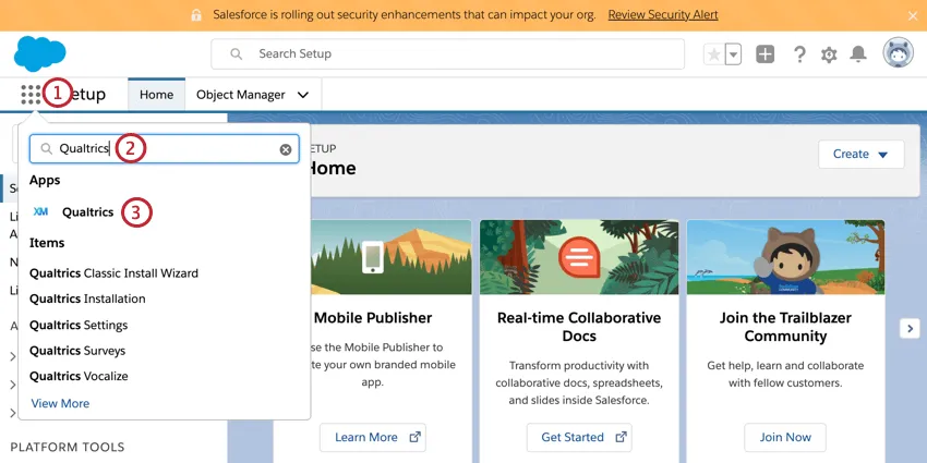 ricerca di qualtrics nel lanciatore di app