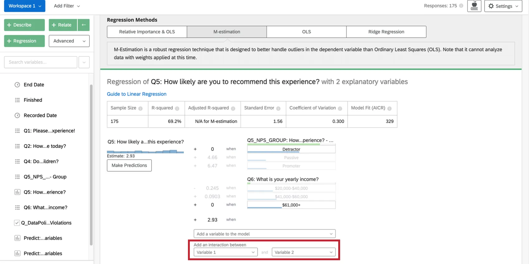 Highlighting interaction between option