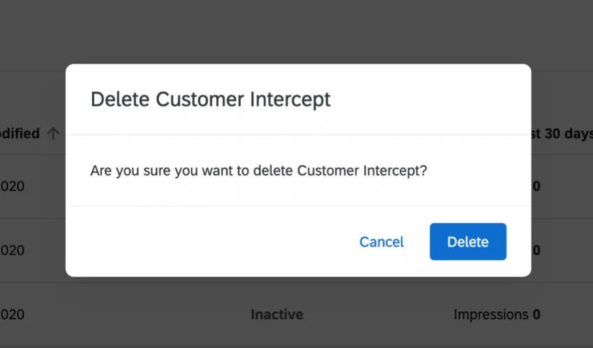 new window where you confirm deletion