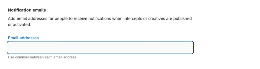 email address field for notification emails