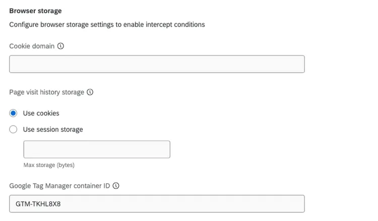 configurações de armazenamento disponíveis no navegador