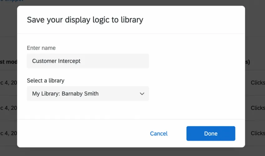 Saving an intercept to the library