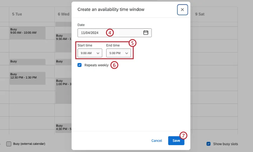 configuring details of an interview time window