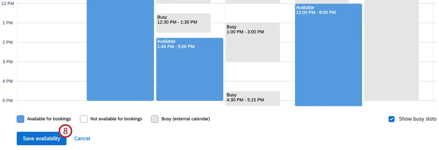 button to save interview availability