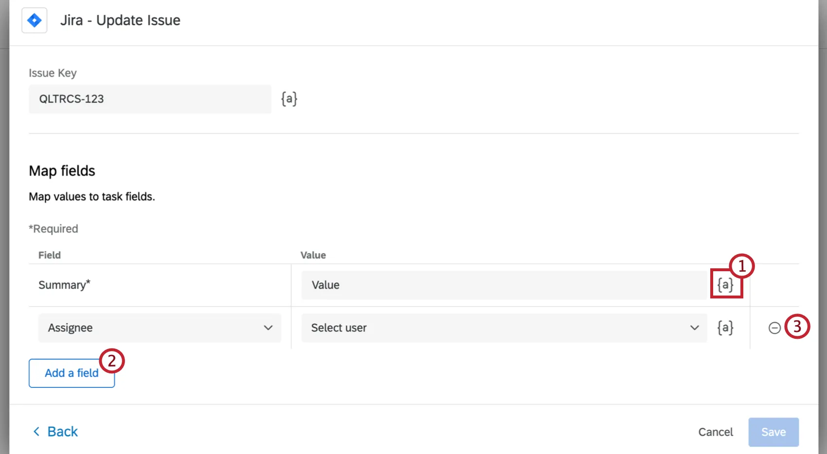 Asignación de campos en la tarea de Jira