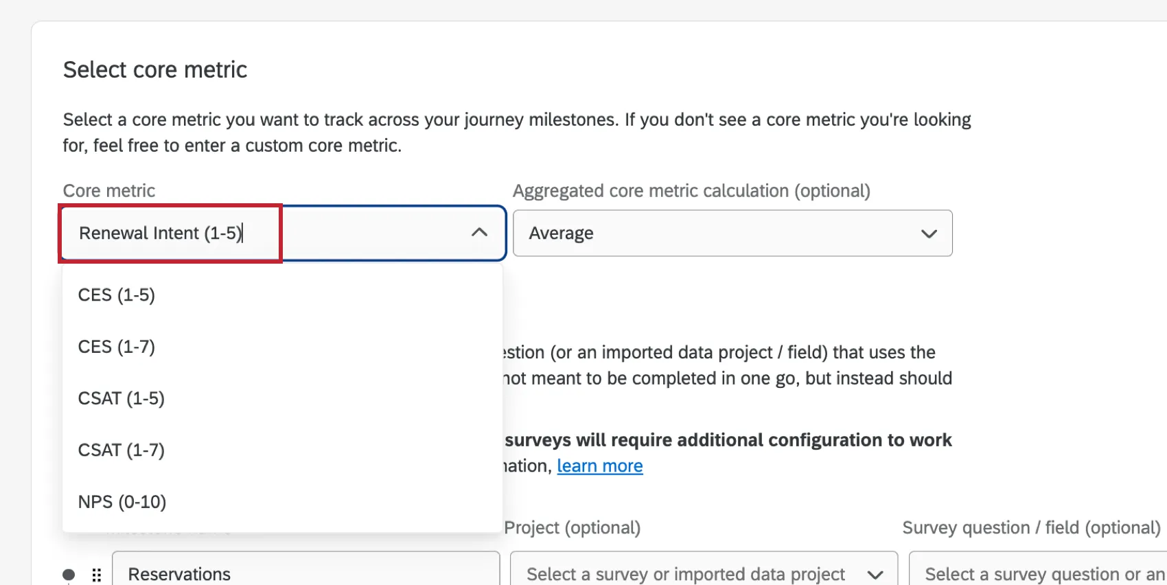 typing a custom metric name