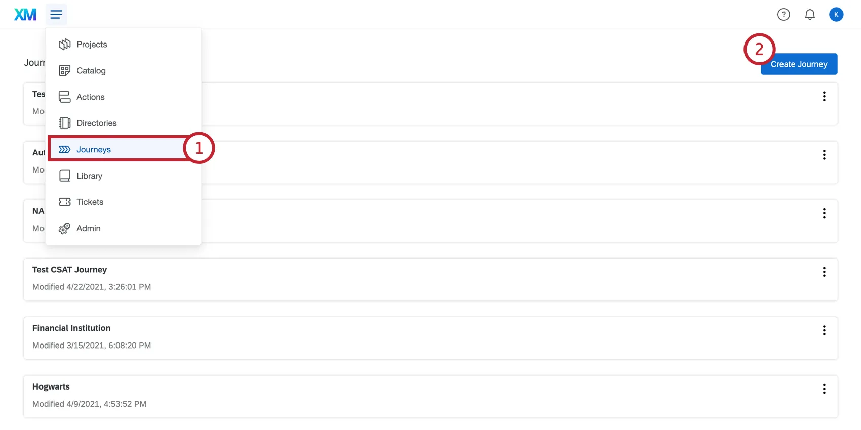 Anlegen einer Journey über die Registerkarte Journeys