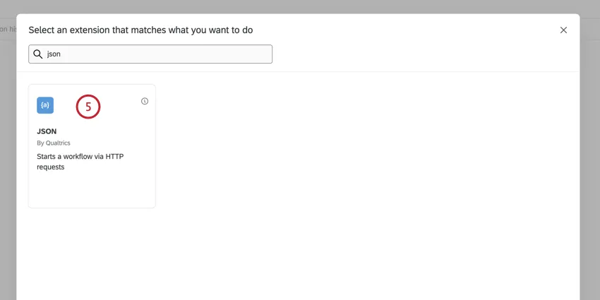 choosing the JSON event to start the workflow
