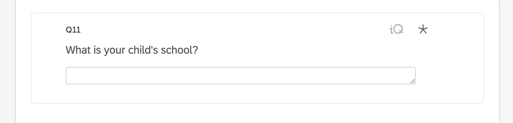 Question asking for school name with an open field where parents can type literally anything
