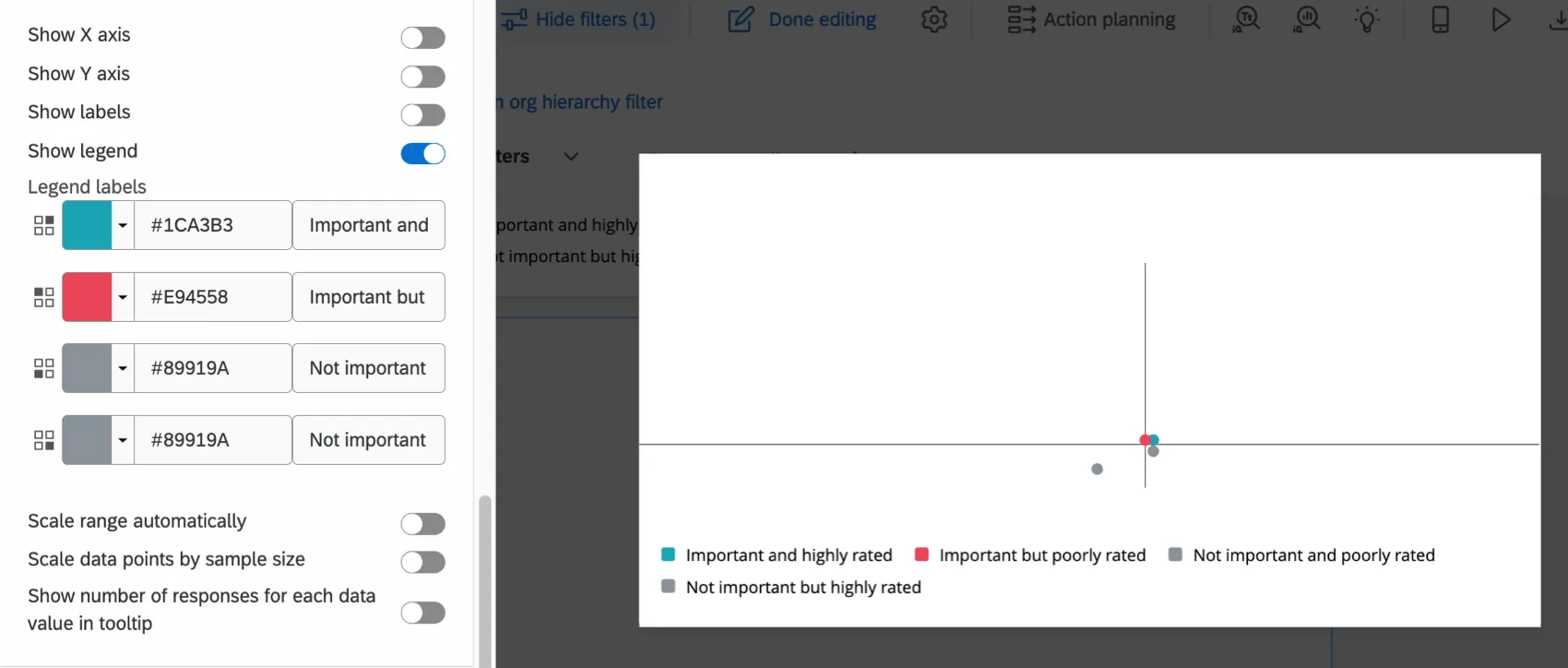 表示オプションメニューに凡例オプションを表示する。