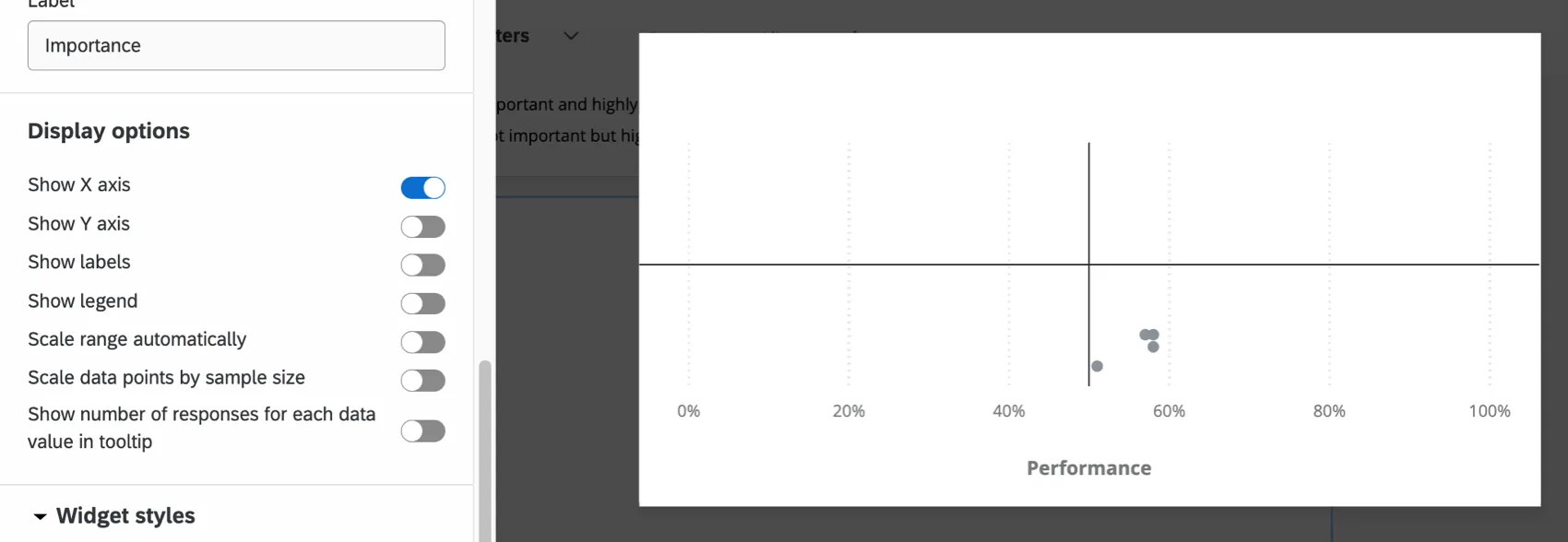 Show X Axis checkbox in Display Options section