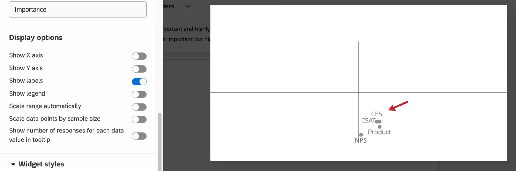 Show Labels checkbox in Display Options section