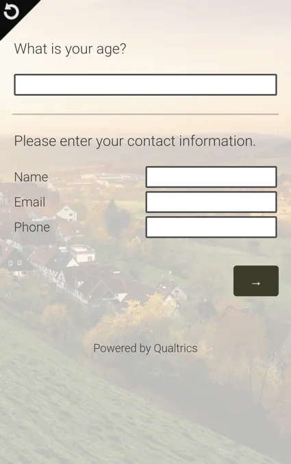 Survey on screen with no close button in upper-right
