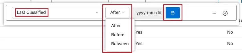 Last Classified: Select 1 of the available operators