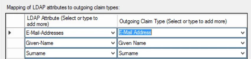 Image illustrant la configuration LDAP dans un tableau