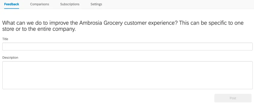 the feedback form for leaving feedback