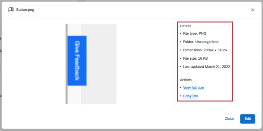 additional information window for library graphic