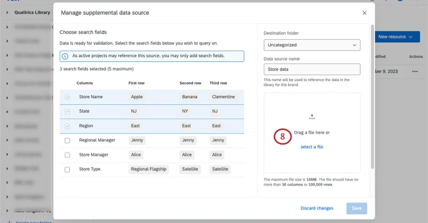 a button to upload a file has appeared on the window