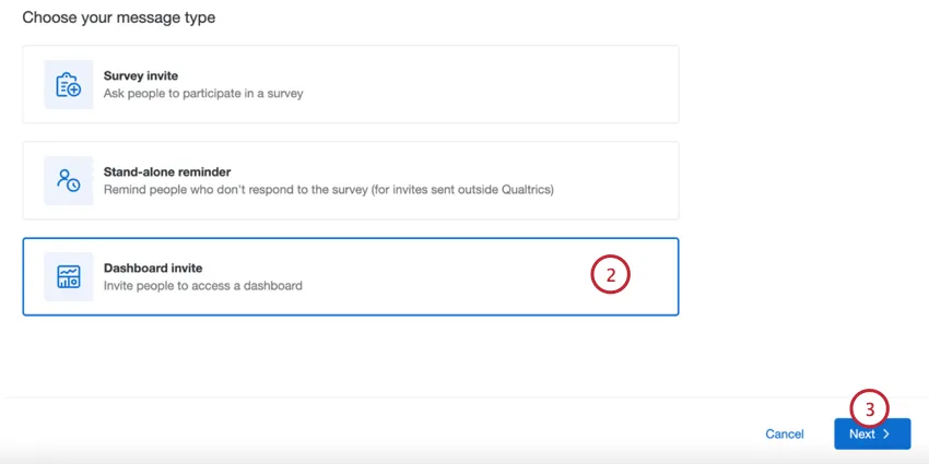 choosing dashboard invite