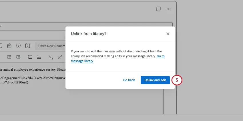 new window where you confirm your selection