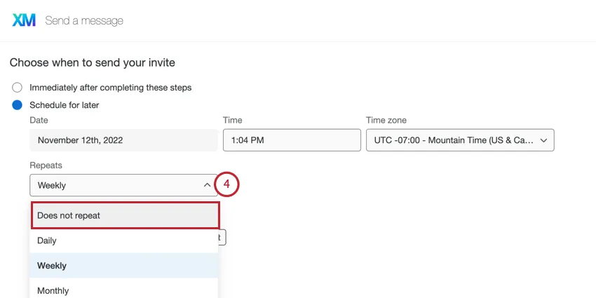 alterar a programação de repetição para não repetir