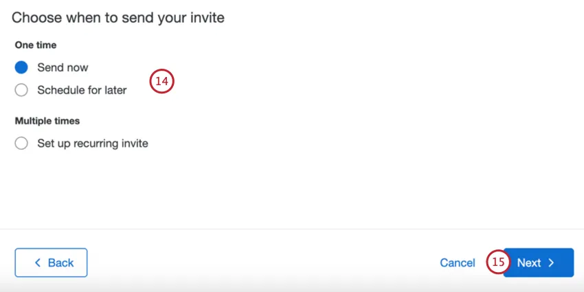choosing when the invite should send