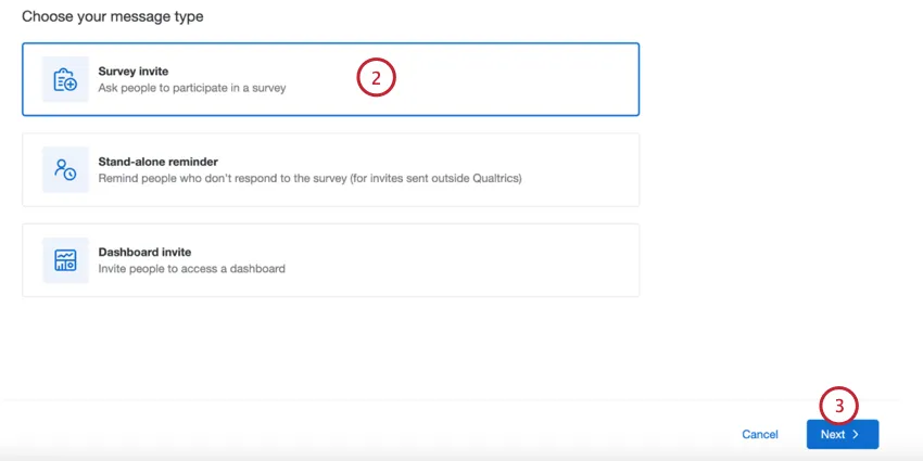 selecting survey invite