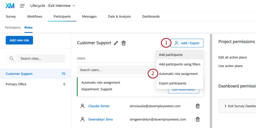 Agregar botón de exportación en un rol