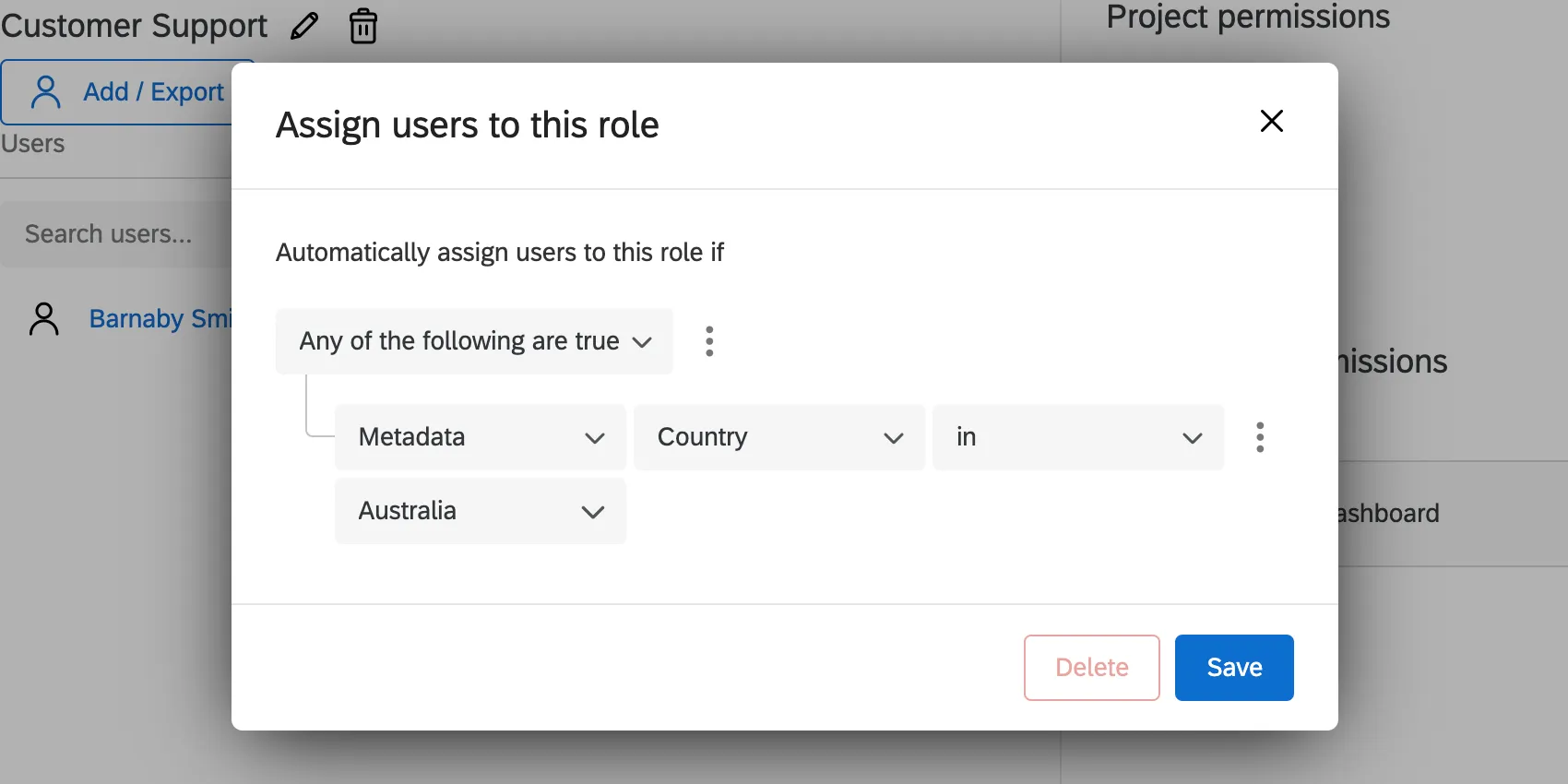 Automatically assign users to this role if metadata country in australia