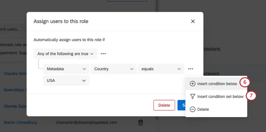 Dropdown next to a condition