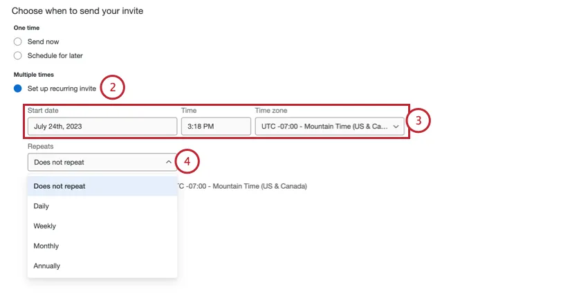 choosing the repeating schedule