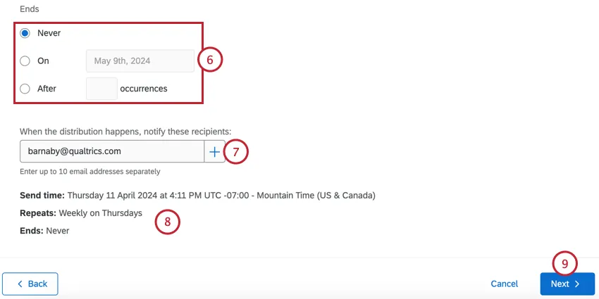 choosing when the invites end and choosing who receives them