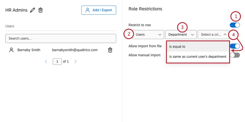 Creación de limitaciones de datos para un rol