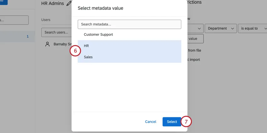 choisir des valeurs pour la condition