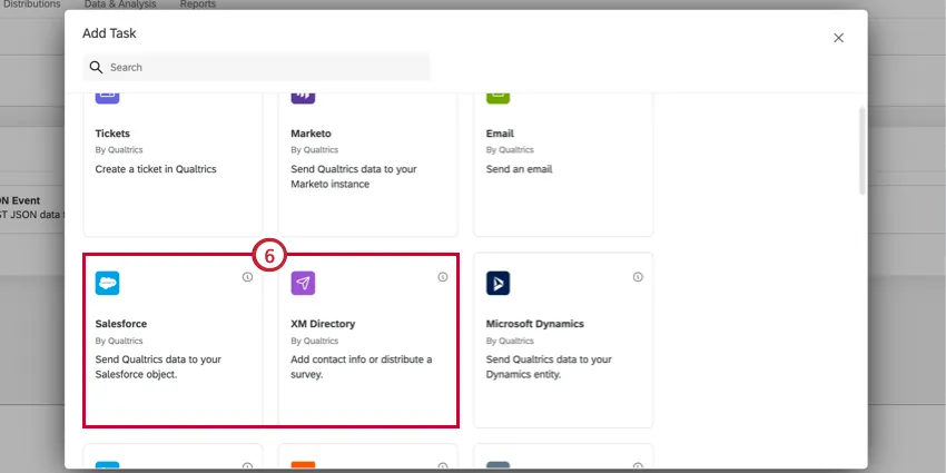 auswahl der aufgabe salesforce oder xm directory