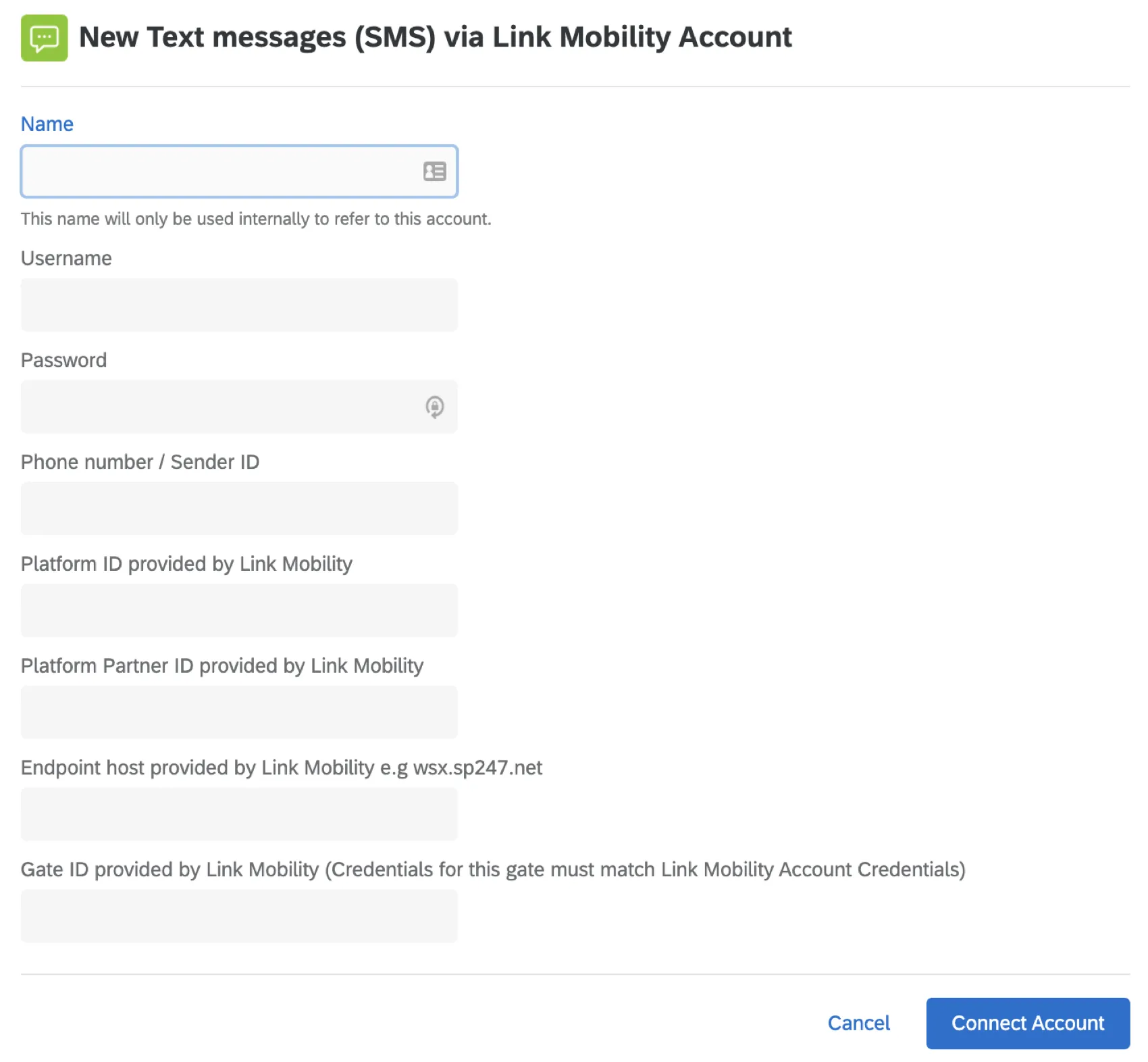 Image of Link mobility fields, listed below