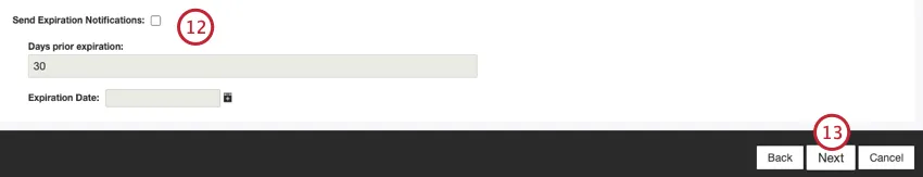 configuration des notifications dexpiration